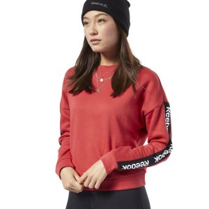 Bluza Damskie Reebok Training Essentials Logo Crew Czerwone PL 39XJIRE